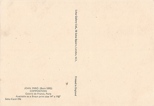 Postcard Art: Joan Miro Painting, 4x6, Unposted - Picture 2 of 2