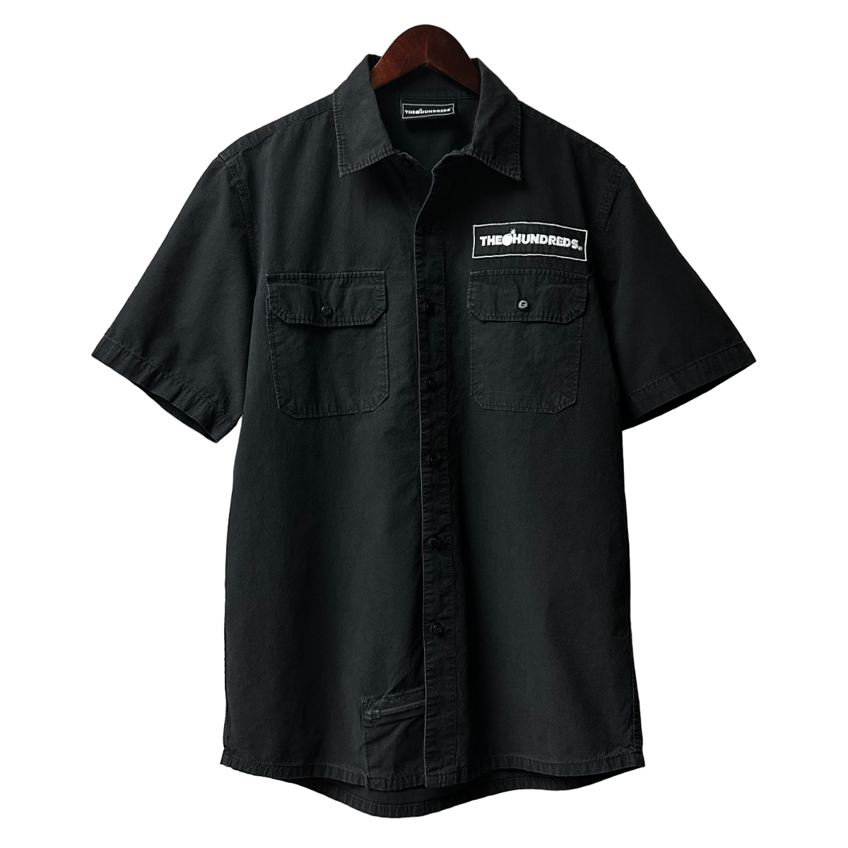 The Hundreds Short Sleeve Button-Up Patch Work Shirt - Men, Black