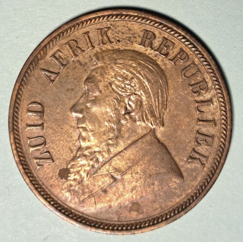 1898 South Africa One Penny Low Mintage Bronze Coin - Picture 4 of 4