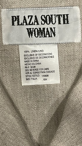 Plaza South Woman Leinenkleid 16 W beige Knopfleiste Biesen gefüttert Kurzarm - Bild 11 von 13