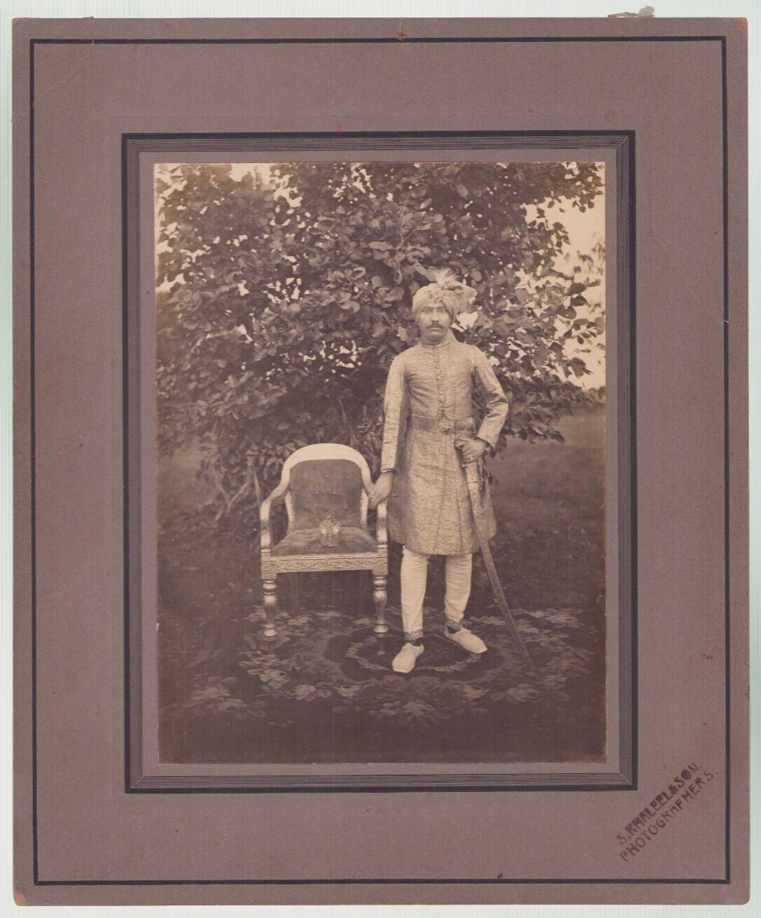 Vintage 10x12 DW Photo Unknown Indian Prince or Maharaja Photo by S. Khaleel