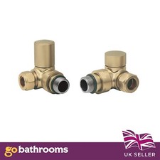 Corner Radiator Valves Black Round Top Design Heating Rad Twin Pack ½” 15mm Pair