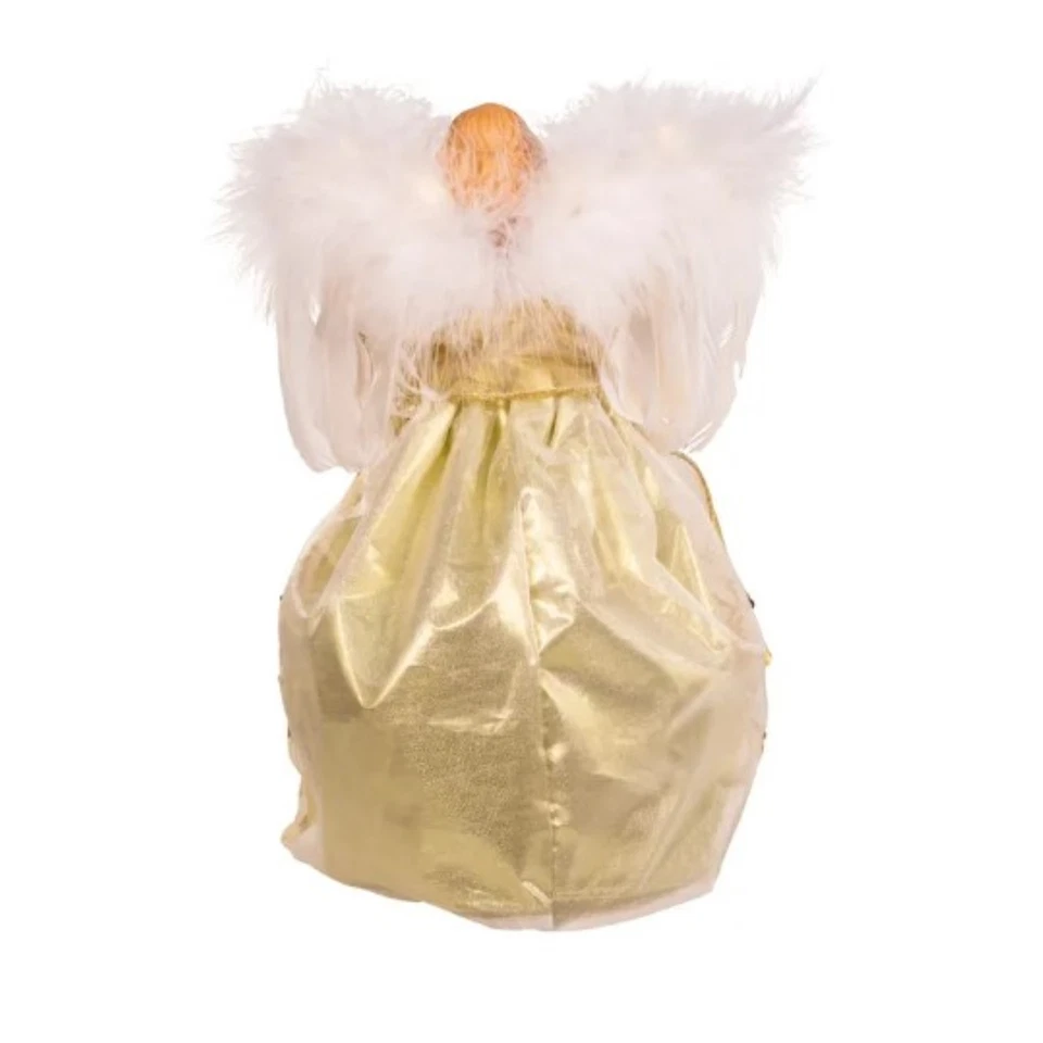 Kurt Adler Battery Operated White and Gold Fairy Light LED Angel Treetop 12" - Image 3 of 4