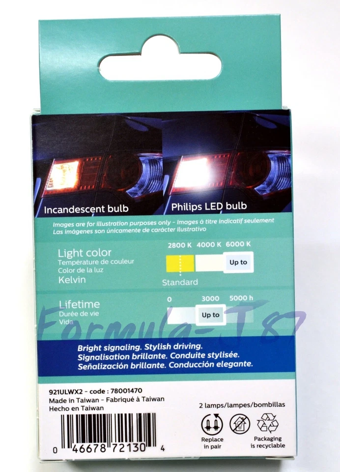 Philips Ultinon Luz LED 912 Blanco 6000K Dos Bombillas Respaldo Inverso Reemplazar Lámpara Foto 4 de 4