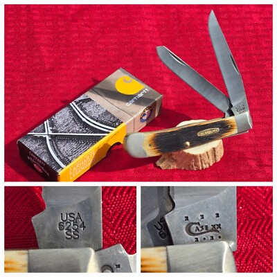 Carhartt Case XX Knives Dark Molasses Bone Trapper Knife 6254 SS