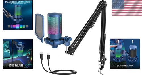 High-Quality USB Gaming Mic with RGB Lighting & Accessories Included - Picture 2 of 9