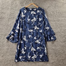 TARGET Womens Dress Size 12 Blue White Floral 3/4  A-line Shift