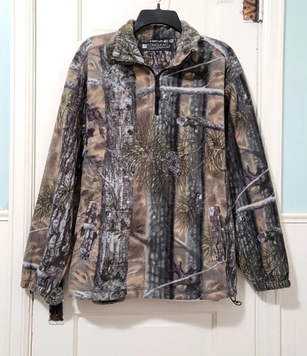 Mens LongLeaf Camo Light Hunting Fleece Jacket Coat Small Brown Woodland Forest