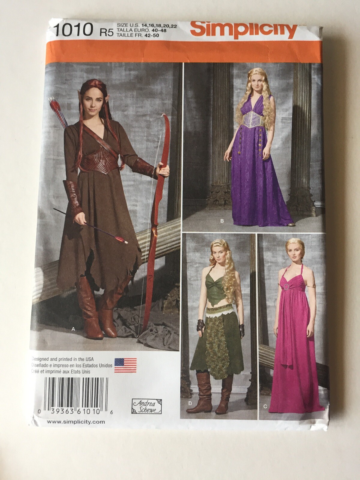 Simplicity SewingPattern 1010 Medieval Game of Thrones Elves Cosplay 14-22 Uncut