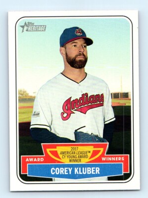 2018 Topps Heritage Award Winners Corey Kluber Cleveland Indians #AW-3