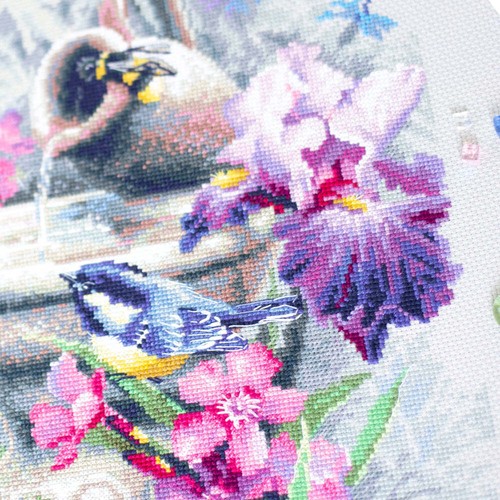 Kit de punto de cruz contado aguja mágica fuente de jardín 210-751 - Imagen 9 de 10
