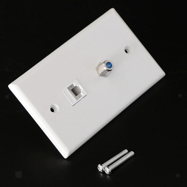 4x Coaxial F Connector Network RJ45 Jack Wall Plate Socket Outlet eBay
