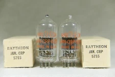 NOS/NIB Matched Pair Raytheon JAN-CRP 5755 Clear Top Mil-Spec USA 1953