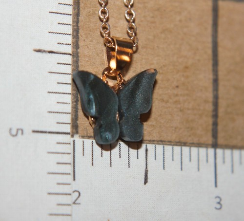 casual cocktail dandelion butterfly rose gold silver plate 19" necklace pendant - Picture 2 of 22