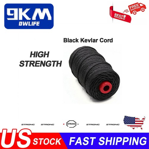 100ft 200lbs Black Braided Kevlar Cord Strength Wear Resistance Made with Kevlar
