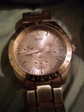 Guess Chrono Ladies U13623L1 waterpro Watch.7" Band.36mm Case.New Silver Battery