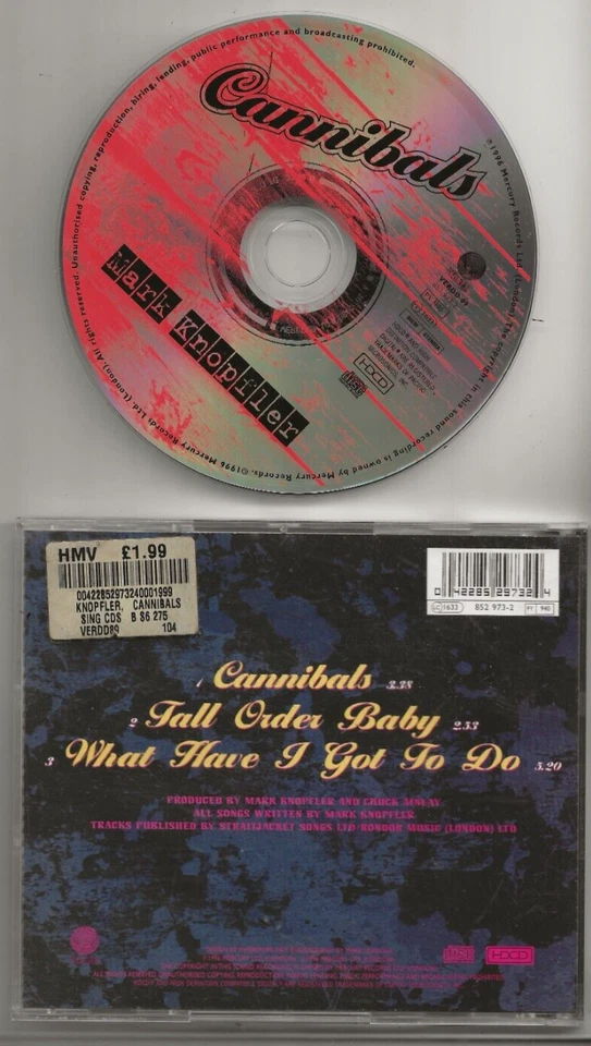 MARK KNOPFLER DIRE STRAITS CANNIBALS 1996 UK TOUR SOUVENIR HDCD, MINT - Image 2 of 4