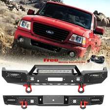 For 1998-2011 Ford Ranger Steel Front Rear Bumper Wwinch Plate Led Lights