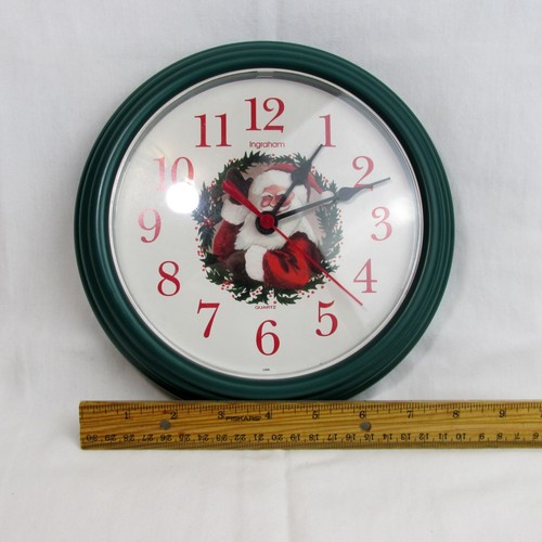 Vtg INGRAHAM WALL CLOCK QUARTZ CHRISTMAS HOLIDAY SANTA CLAUS Tested Works 8 5/8" - Picture 4 of 4