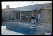 Swimming Pool Man Woman Horsing Around Throw Pool 35mm Slide 1960s Kodachrome