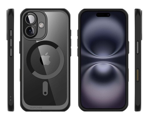 Custodia cellulare per iPhone 16 Supcase case cover custodia foderale trasparente-nero - Foto 6 di 12