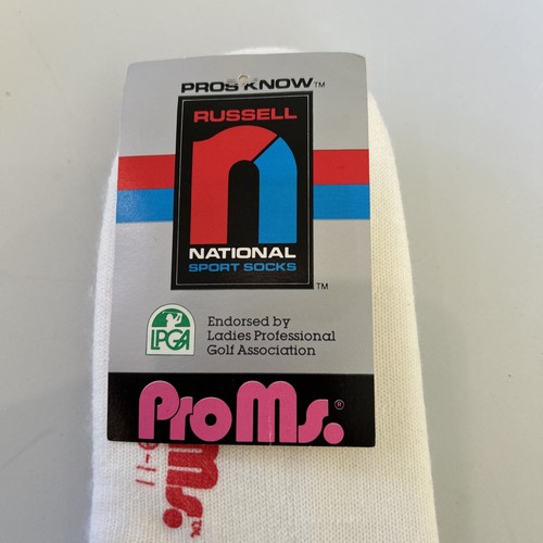 VTG Socks NWT Russell Acrylic Sport Ankle Pro Ms 9-11 White USA 80s 90's Low - Picture 2 of 5
