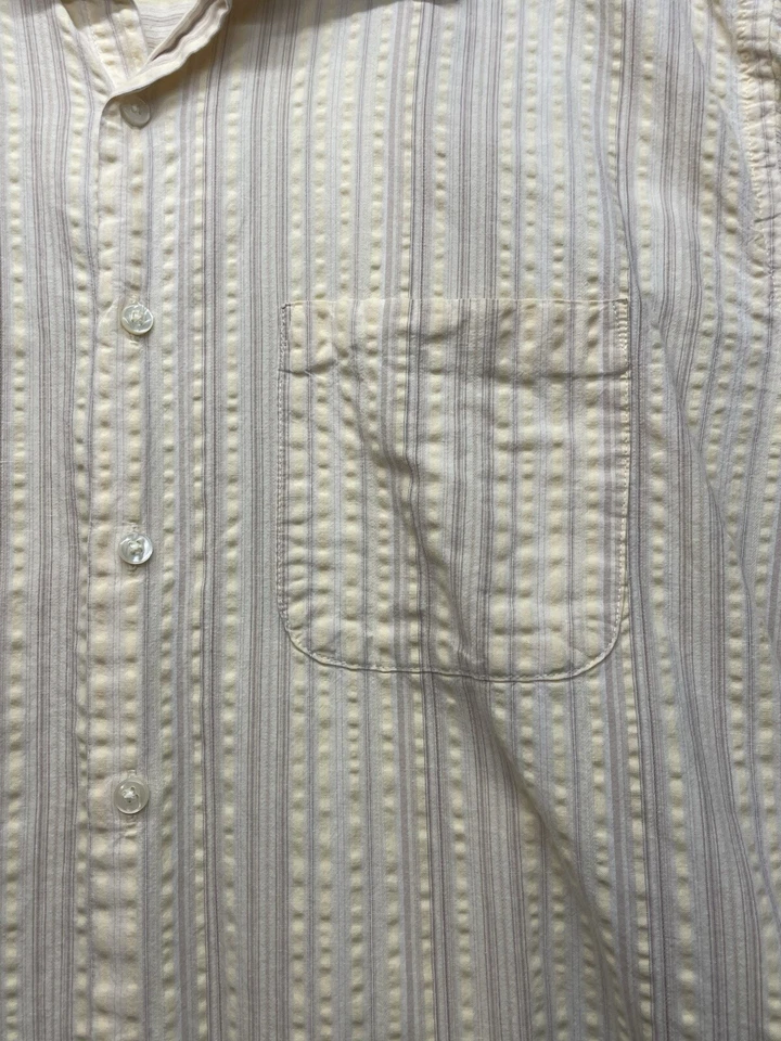 Camisa masculina Van Heusen XL 17-17 1/2 100% algodão texturizado manga curta com botões - Imagem 3 de 4