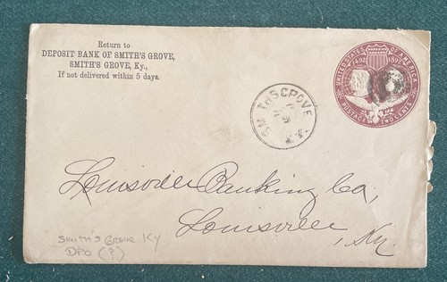 1892 Cubierta Depósito Banco Of Smith’s Grove, Smith’s Grove Kentucky