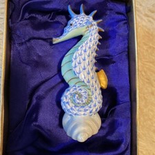 Herend Porcelain Figure Red Fishnet Seahorse vintage ornament