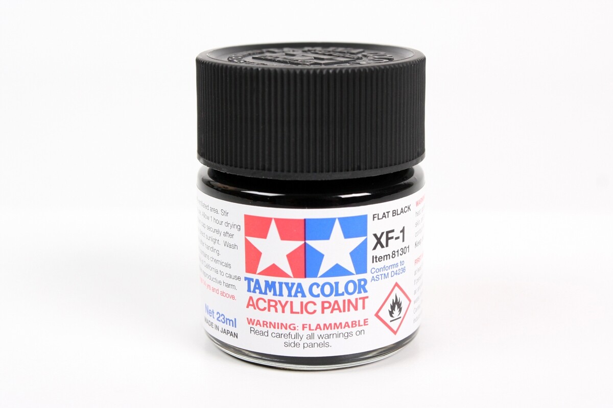 Tamiya 81301 XF-1 Flat Black Acrylic Paint 23ml Large Bottle - US