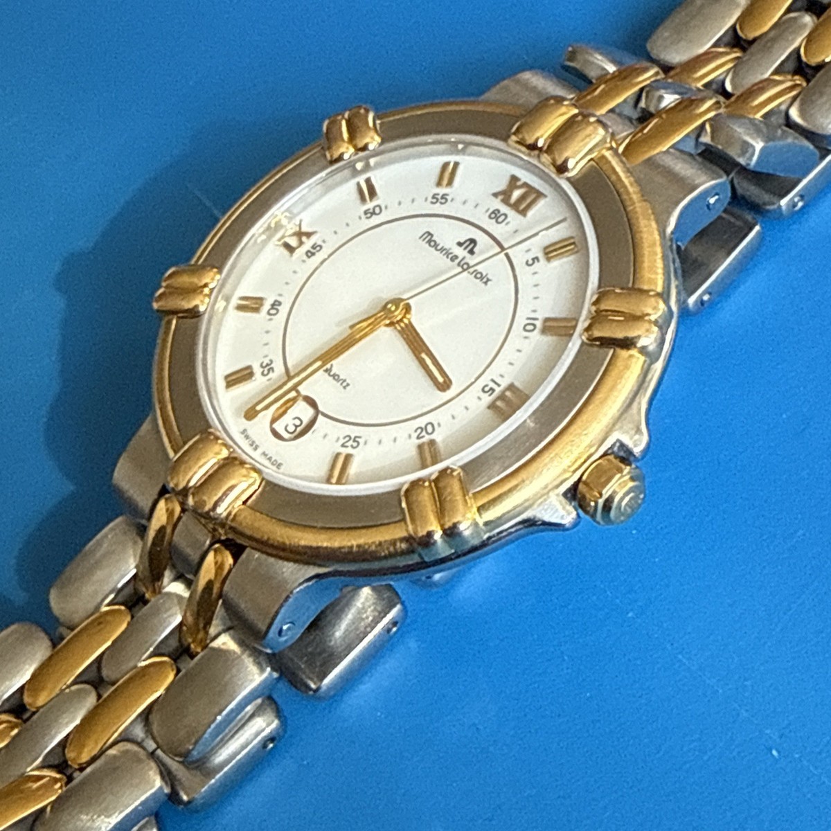 マリア Maurice Lacroix Calypso 95346 Gold Plated Quartz Men's Watch 100m