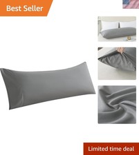 Ultra-Soft Microfiber Body Pillow Cover - Breathable 20x54 inch Grey, Elegant...