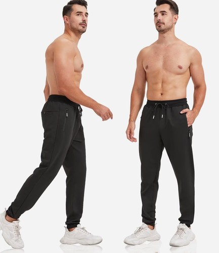 3 Pack Sweatpants for Men Tapered Mens Joggers Pants with Zip Pockets Fleece ... - Picture 5 of 7