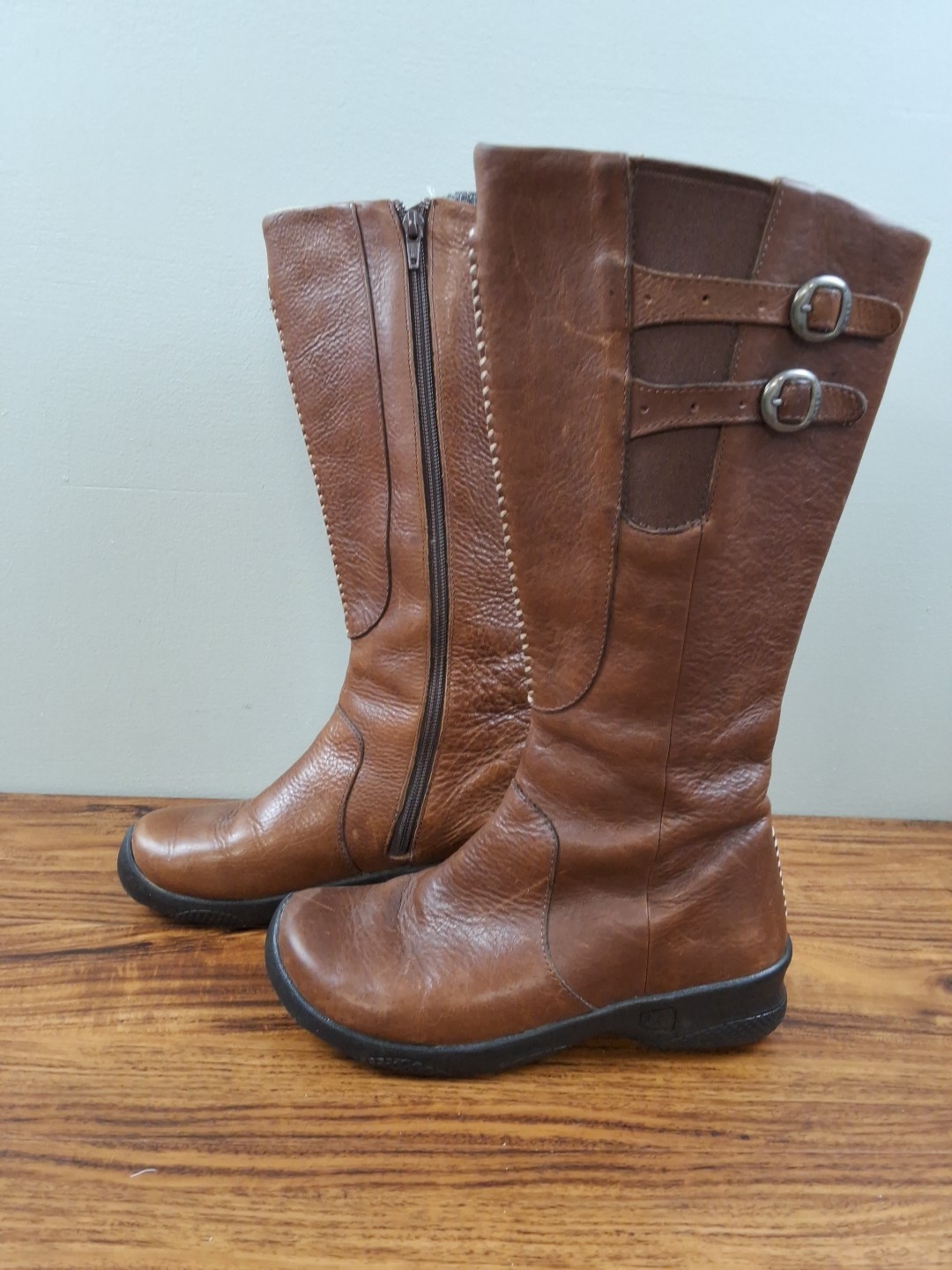 Stivali Keen Bern Baby Bern donna 6 5 pelle marrone alti al ginocchio fibbia equitazione