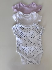 George Asda Baby Girls Bundle of 3 Short Sleeve Bodysuits Pink White 3–6 Months