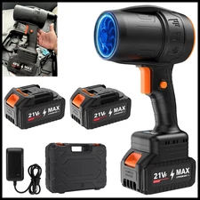 Cordless Handheld Turbo Leaf Blower Powerful Fan + 2 Batteries + Charger + Case