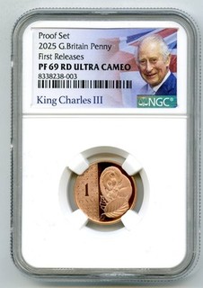Gran Bretaña 2025 1P NGC PF69 UCAM PROOF AVELLANA LIRÓN CENTAVO PRIMEROS LANZAMIENTOS
