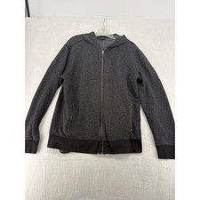 Banana Republic Hoodie Mens Size L Full Zip Jacket Gray Black Knit 659232-00