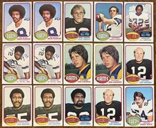(15) 1976 TOPPS FOOTBALL HOF/STAR CARDS LAMBERT RC, STAUBACH, BRADSHAW READ DESC