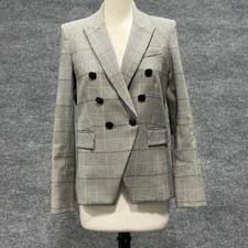 Veronica Beard Blazer Womens 8 Black Miller Dickey Plaid Double Breasted Career