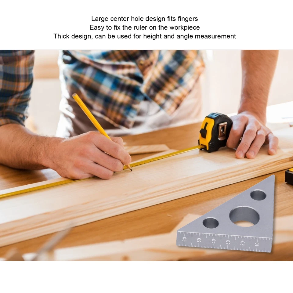 Triangular Ruler Aluminum Thickened Alloy Woodworking Height And Angle Measuring - Image 3 of 4