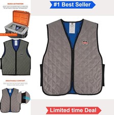 Cooling Vest Lightweight Polymer Technology Gray Up to 4 Hours Breathable