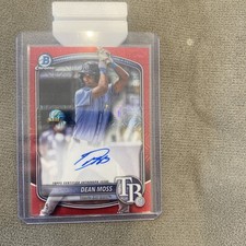 2025 Bowman Draft - Dean Moss 1ST RED MOJO REFRACTOR 5/5 AUTO SSP RAYS #1 👀💎🤩