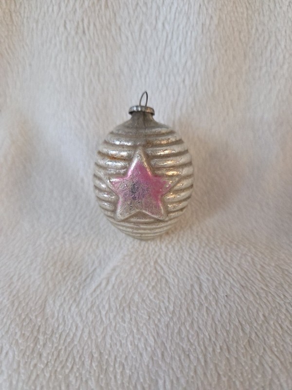 Vintage Mercury Glass Ribbed Chinese Lantern Star Christmas Ornament Feather Tre