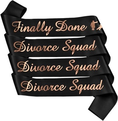 Finally Done and Just Divorced Squad Sash 4 pc Black Divorced Party Supplies ...