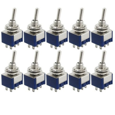 YXQ 10 Pcs AC 125V 6A ON/ON 2 Position DPDT Mini Toggle Switch