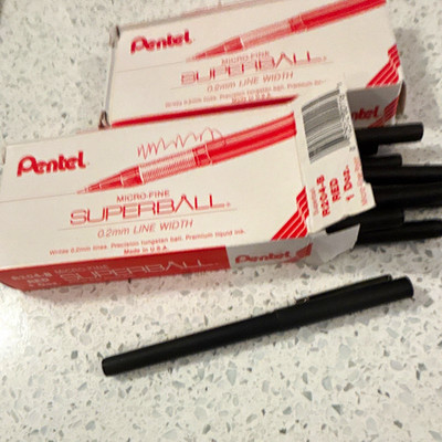 Pentel Superball Micro-Fine Pen0.2mm Line Width Red. 2 Doz