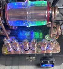 Nixie Clock IN-14 Retro With 30K Vacuum Capacitor. With Lighted Meter