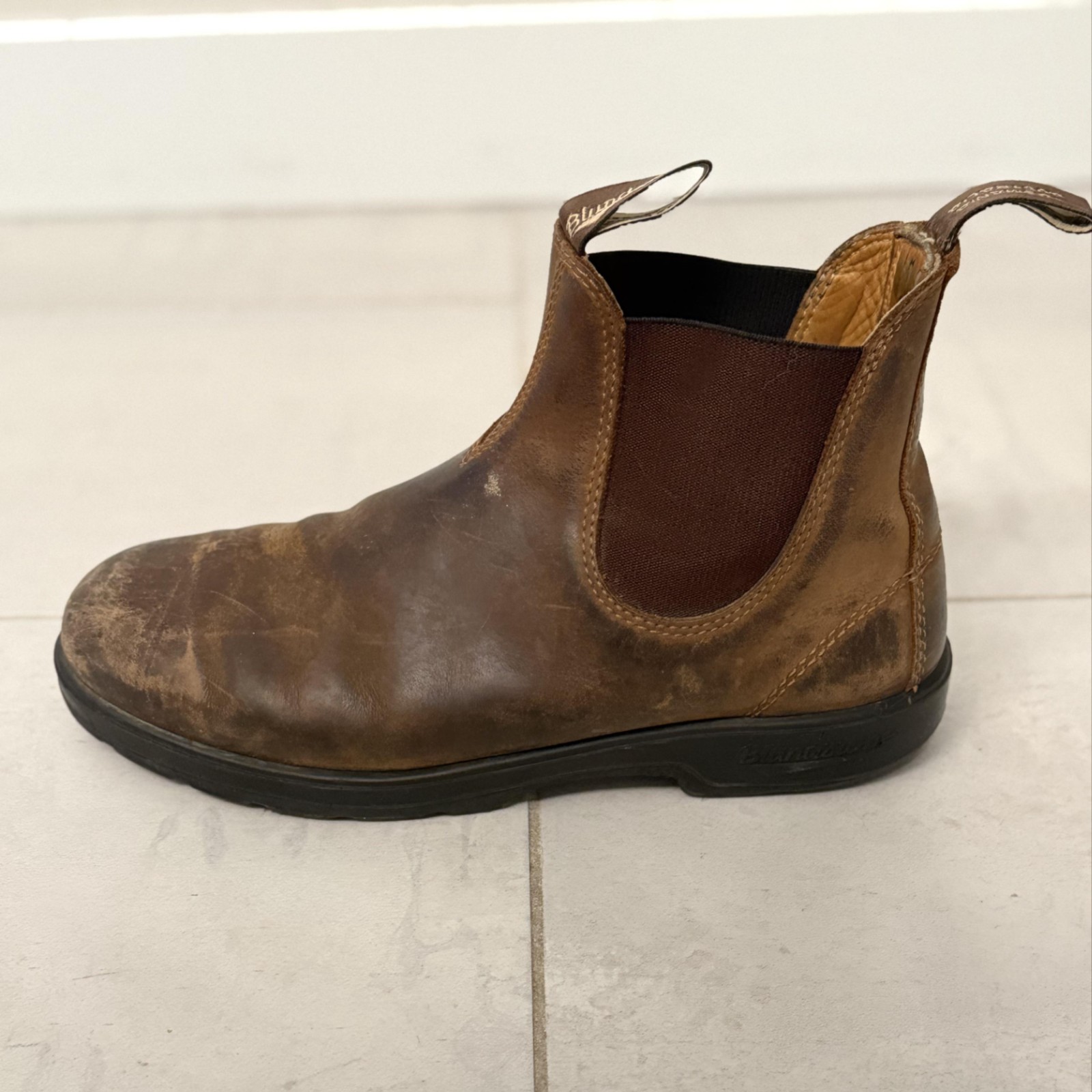Blundstone Chelsea Boots Mens Size 9.5 Brown Leather Slip On Pull On Ankle-image