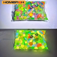 100pcs Glow in the Dark Resin Pebbles for Garden Path Aquarium Decoration - NEW